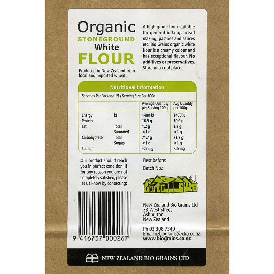 Organic White Flour Nutritional Information